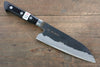 Fujiwara Teruyasu Denka Blue Super Black Finished Santoku 165mm with Black Pakkawood Handle - Seisuke Knife - Slide 1