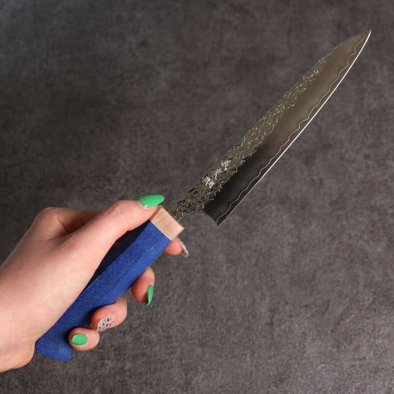 Yoshimi Kato Minamo SG2 Hammered Petty-Utility 150mm Blue western style Handle - Seisuke Knife