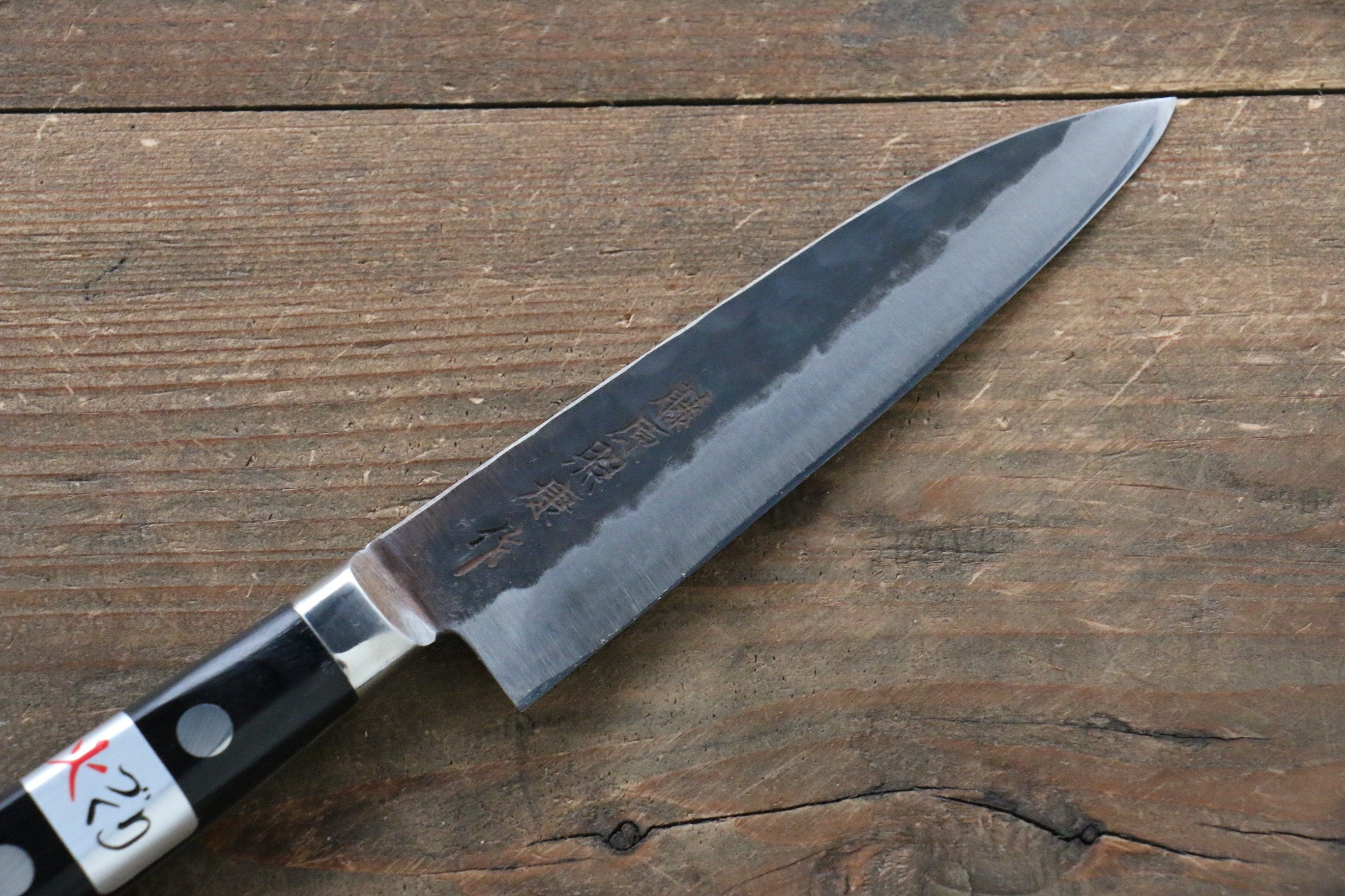 Fujiwara Teruyasu Denka Blue Super Kurouchi Petty-Utility 120mm Black Pakkawood Handle - Seisuke Knife