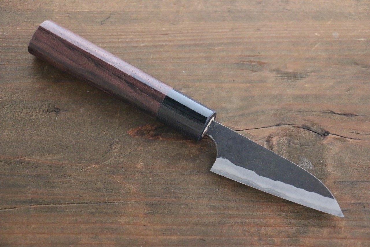 Anryu Blue Super Hammered Black Finished Petty-Utility 75mm Rosewood Handle - Seisuke Knife