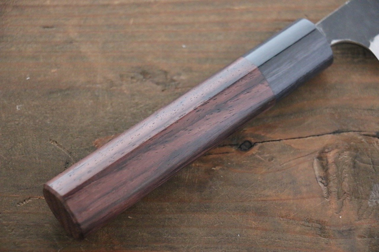 Anryu Blue Super Hammered Black Finished Petty-Utility 75mm Rosewood Handle - Seisuke Knife