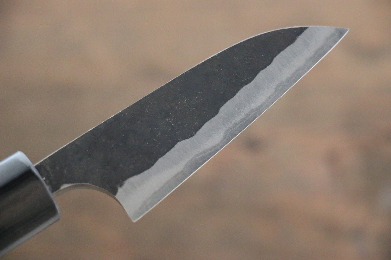 Anryu Blue Super Hammered Black Finished Petty-Utility 75mm Rosewood Handle - Seisuke Knife