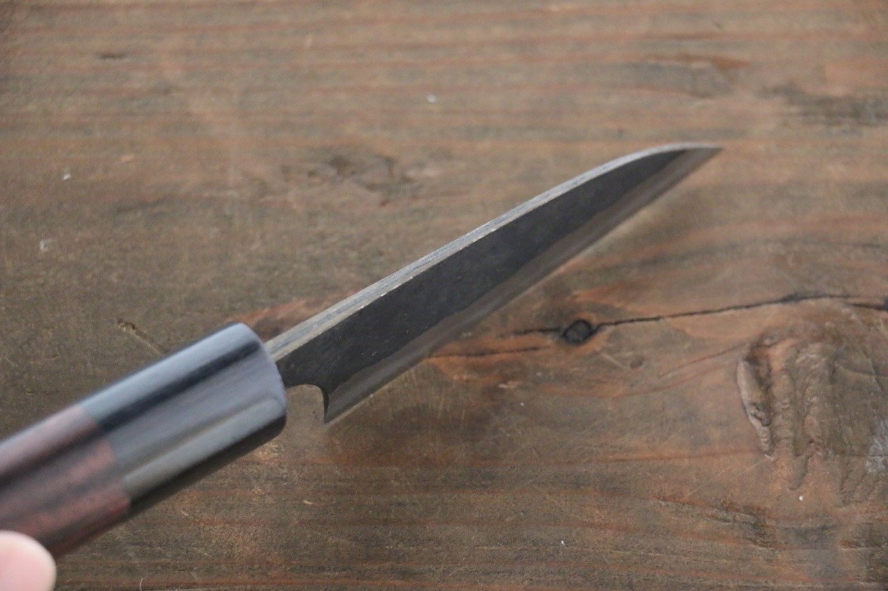 Anryu Blue Super Hammered Black Finished Petty-Utility 75mm Rosewood Handle - Seisuke Knife