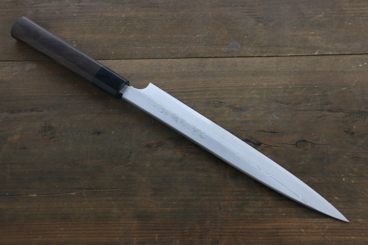 [Left Handed] Hideo Kitaoka White Steel No.2 Damascus Yanagiba Japanese Chef Knife 240mm - Seisuke Knife