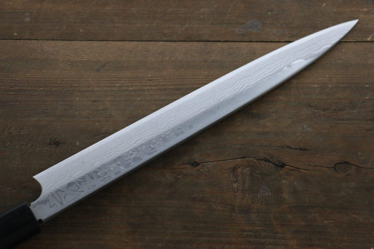[Left Handed] Hideo Kitaoka White Steel No.2 Damascus Yanagiba Japanese Chef Knife 270mm - Seisuke Knife
