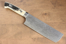  Takeshi Saji SG2 Diamond Finish Damascus Nakiri 170mm Cow Bone Handle - Seisuke Knife