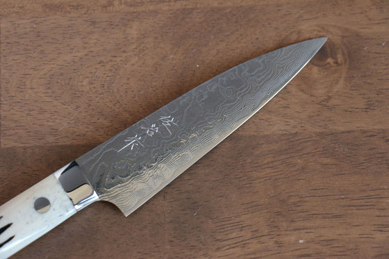 Takeshi Saji SG2 Diamond Finish Damascus Petty-Utility 130mm Cow Bone Handle - Seisuke Knife