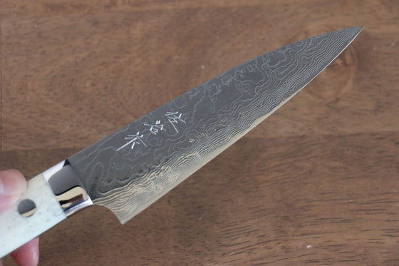 Takeshi Saji SG2 Diamond Finish Damascus Petty-Utility 130mm Cow Bone Handle - Seisuke Knife