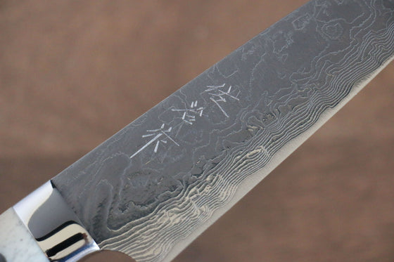 Takeshi Saji SG2 Diamond Finish Damascus Petty-Utility 130mm Cow Bone Handle - Seisuke Knife