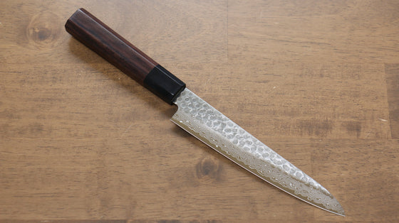 Seisuke AUS10 45 Layer Damascus Petty-Utility 150mm Shitan Handle - Seisuke Knife