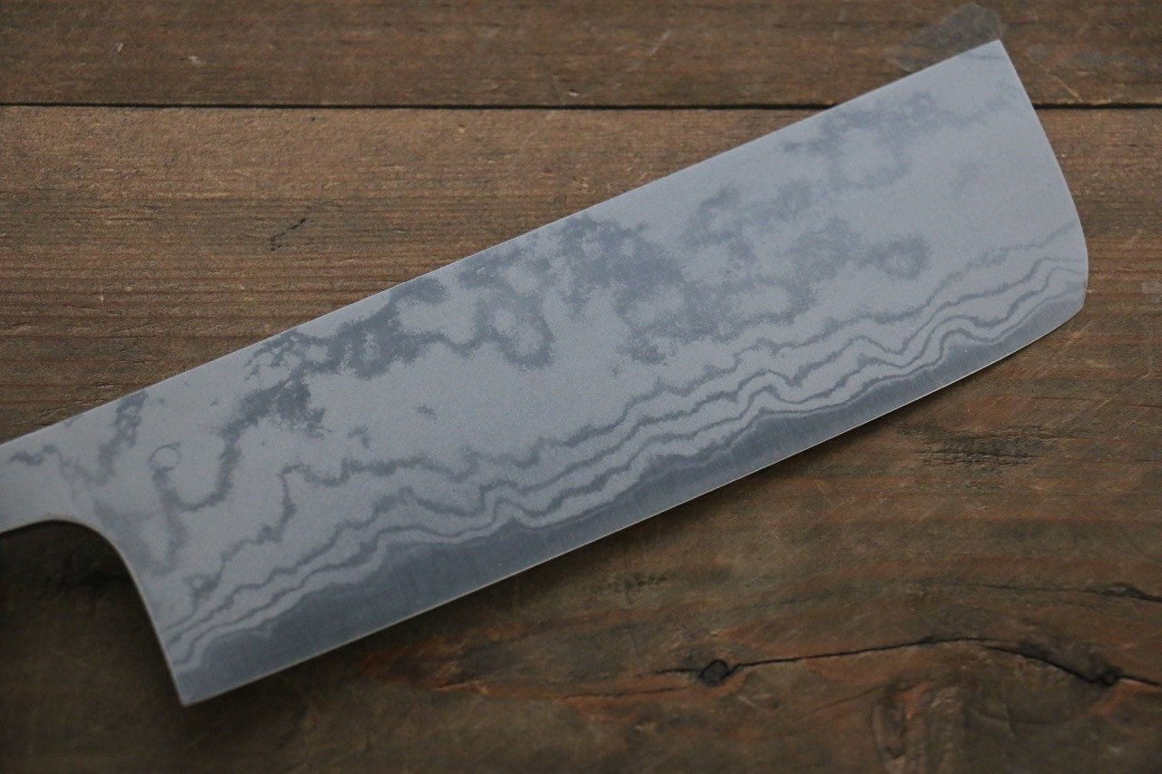 Shungo Ogata White Steel No.2 Damascus Migaki Finished Nakiri 165mm Shitan Handle - Seisuke Knife