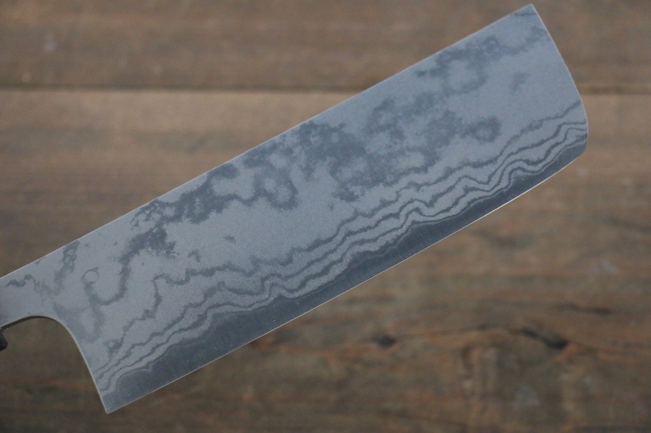 Shungo Ogata White Steel No.2 Damascus Migaki Finished Nakiri 165mm Shitan Handle - Seisuke Knife