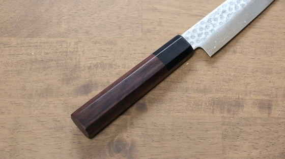 Seisuke AUS10 45 Layer Damascus Petty-Utility 150mm Shitan Handle - Seisuke Knife