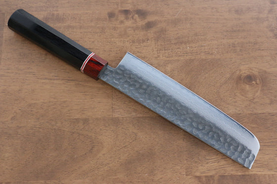 Seisuke VG10 Damascus Nakiri 180mm Black Pakka wood Handle - Seisuke Knife