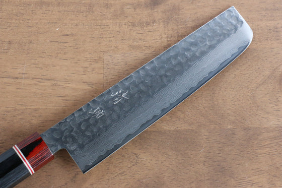 Seisuke VG10 Damascus Nakiri 180mm Black Pakka wood Handle - Seisuke Knife