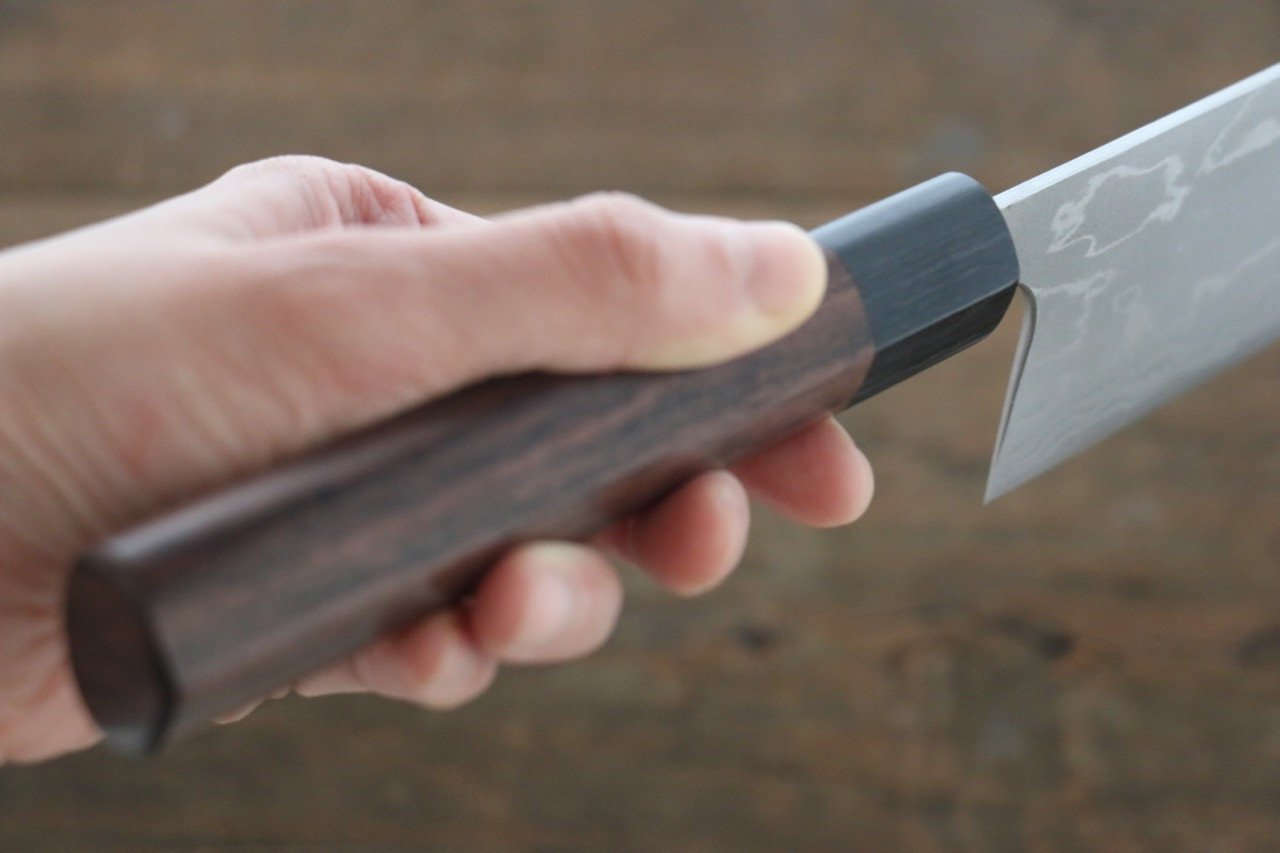 Shungo Ogata White Steel No.2 Damascus Migaki Finished Gyuto 240mm Shitan Handle - Seisuke Knife