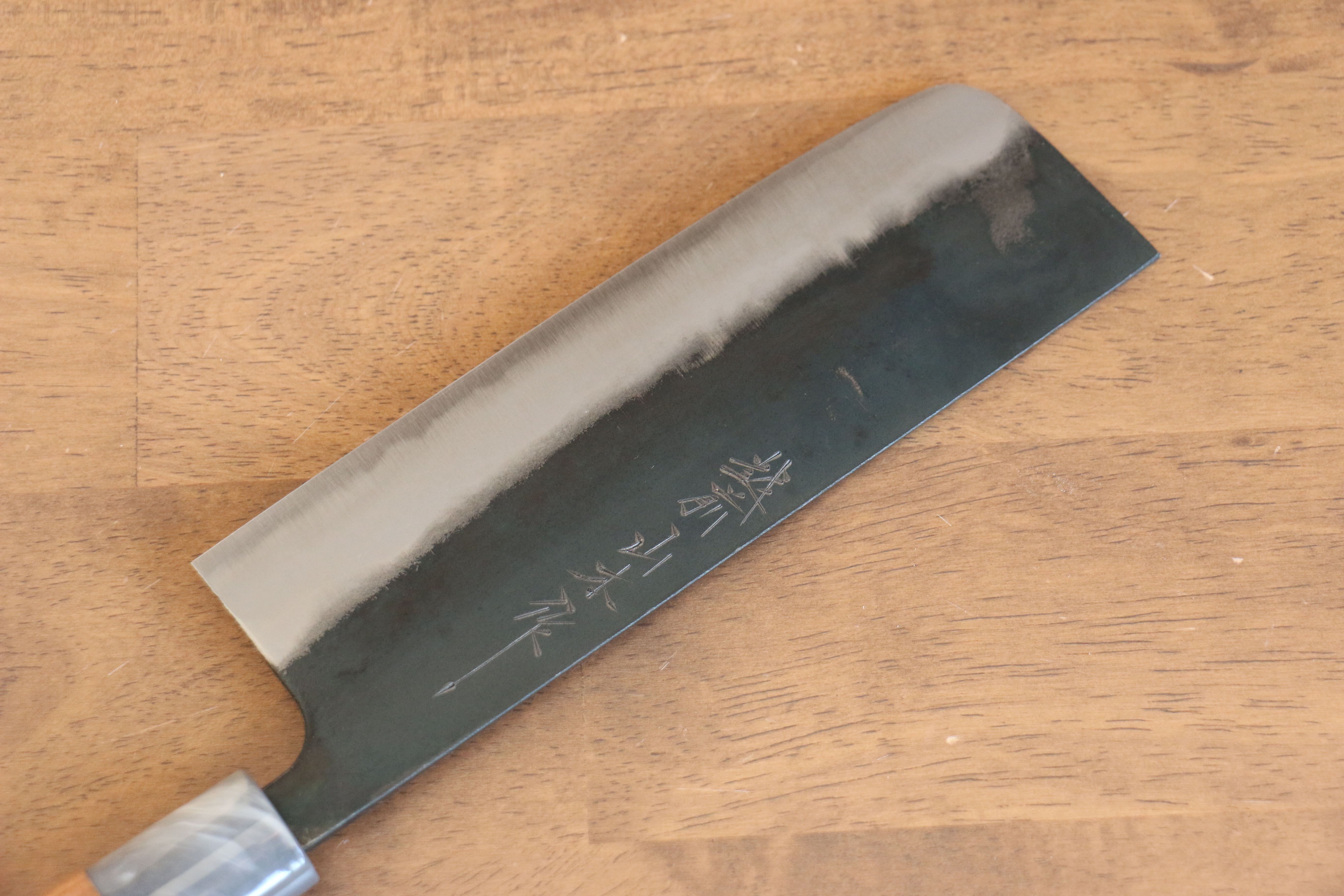 Nao Yamamoto White Steel Kurouchi Nakiri 165mm Cherry Wood Handle - Seisuke Knife