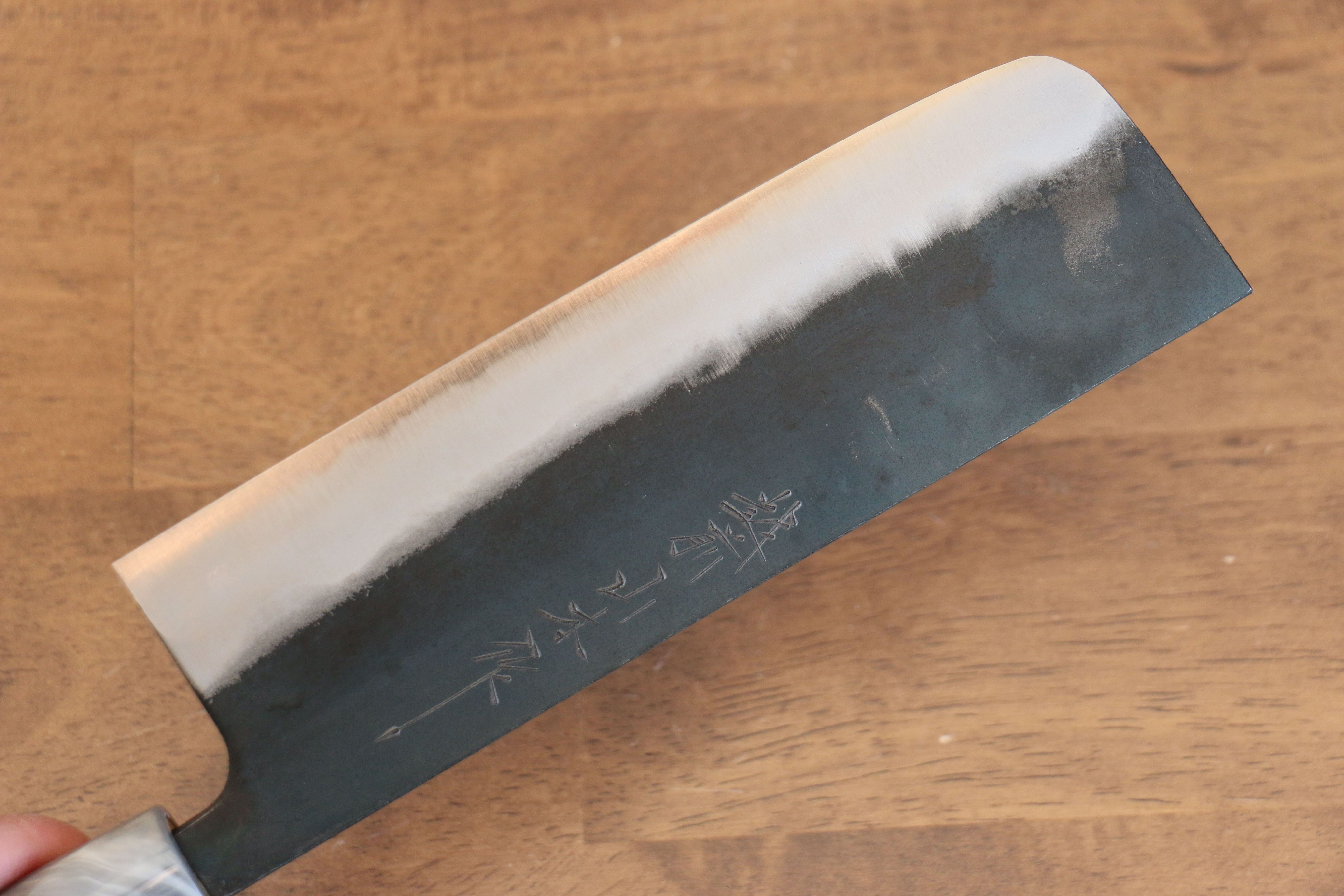 Nao Yamamoto White Steel Kurouchi Nakiri 165mm Cherry Wood Handle - Seisuke Knife