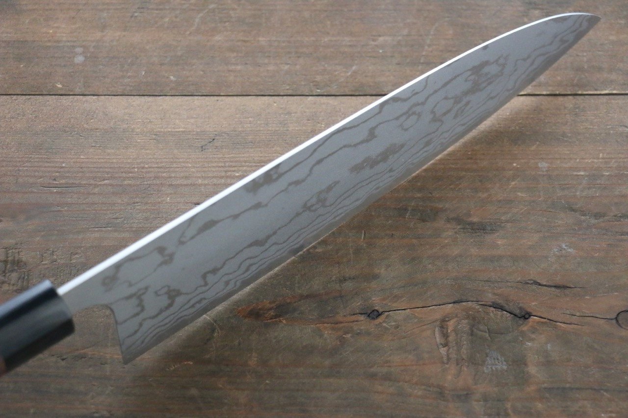 Shungo Ogata White Steel No.2 Damascus Migaki Finished Gyuto 240mm Shitan Handle - Seisuke Knife