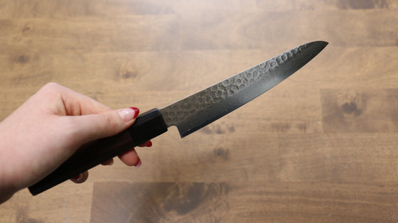 Seisuke AUS10 45 Layer Damascus Petty-Utility 150mm Shitan Handle - Seisuke Knife