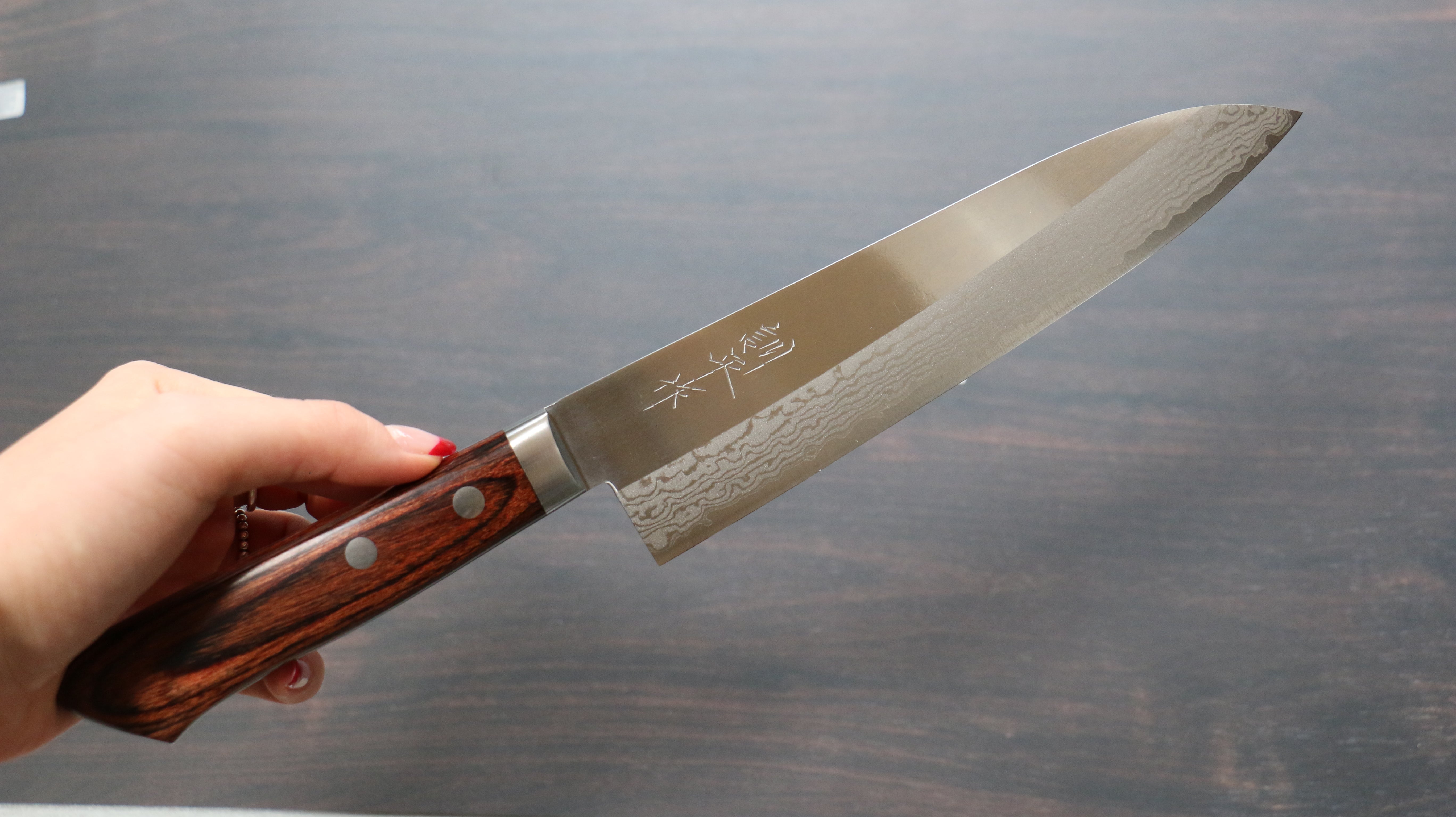 Kunihira Sairyu VG10 Migaki Finished Damascus Gyuto 180mm Mahogany Handle - Seisuke Knife