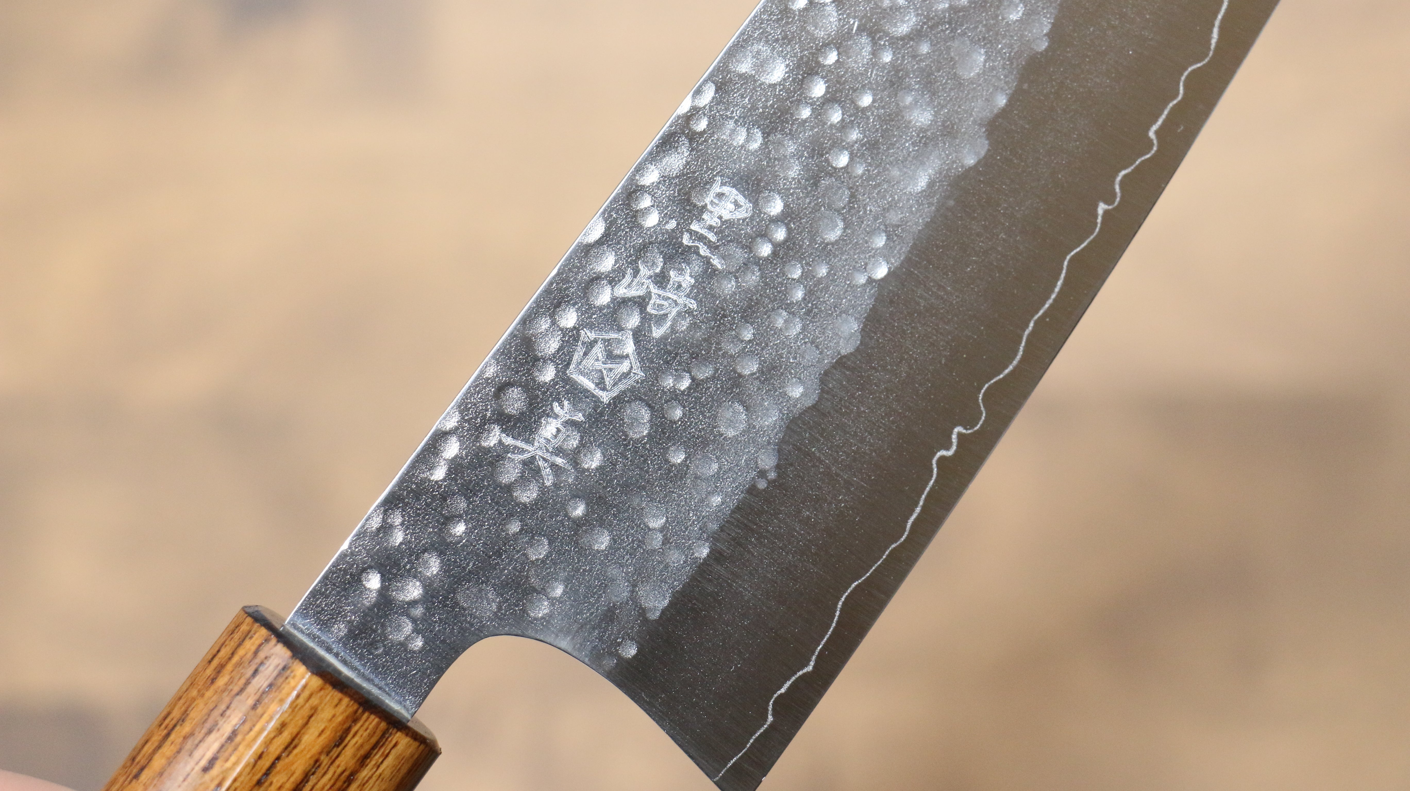 Makoto Kurosaki SG2 Hammered(Maru) Santoku 165mm Enju Lacquered(Yellow��� Handle - Seisuke Knife