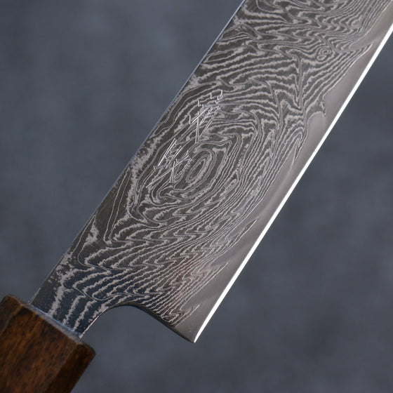 Seisuke Nami AUS10 Mirrored Finish Damascus Sujihiki 240mm Oak Handle - Seisuke Knife