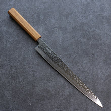  Seisuke Tsukikage AUS10 Migaki Finished Hammered Damascus Sujihiki 270mm Oak Handle - Seisuke Knife