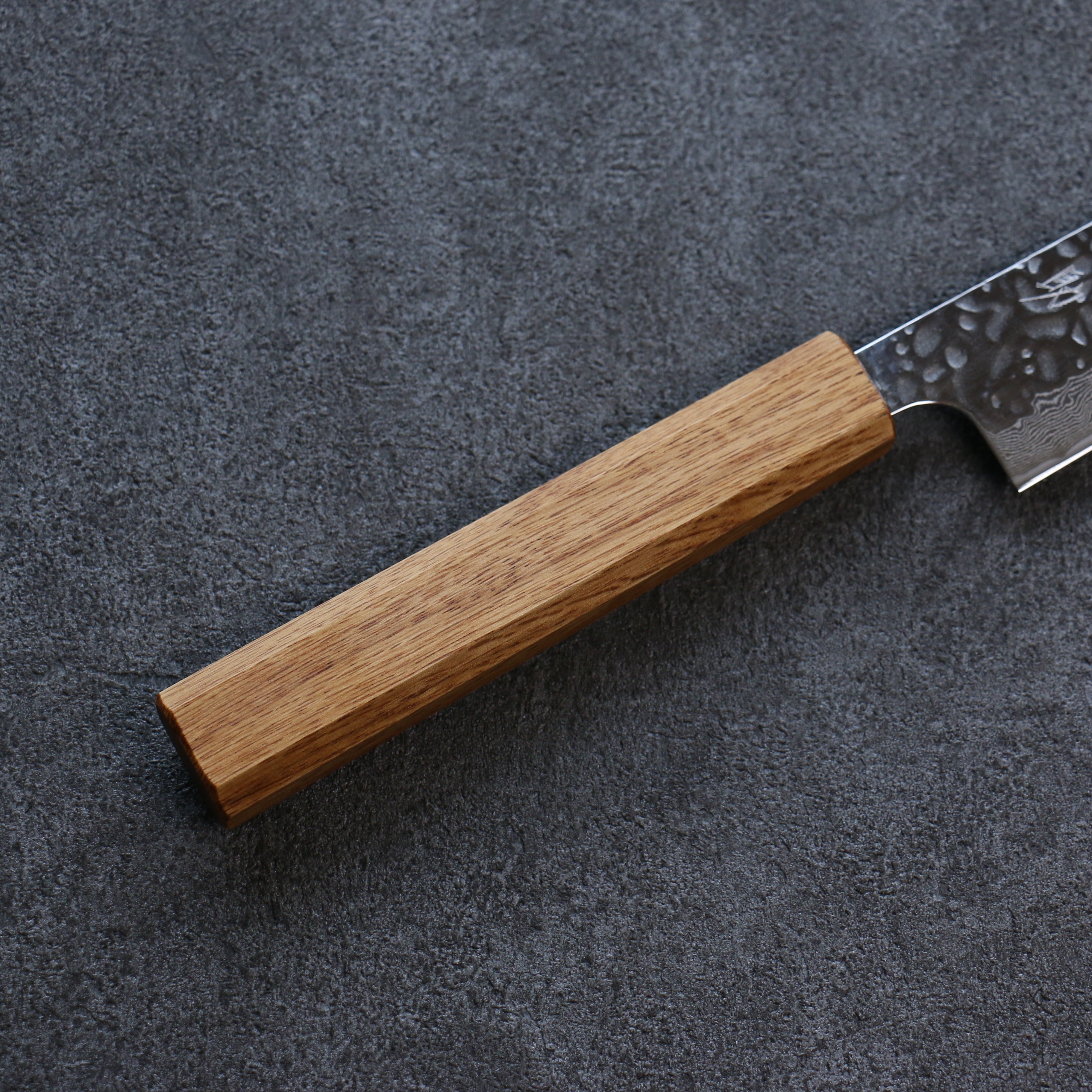 Seisuke Tsukikage AUS10 Migaki Finished Hammered Damascus Sujihiki 270mm Oak Handle - Seisuke Knife