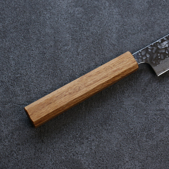 Seisuke Tsukikage AUS10 Migaki Finished Hammered Damascus Sujihiki 270mm Oak Handle - Seisuke Knife
