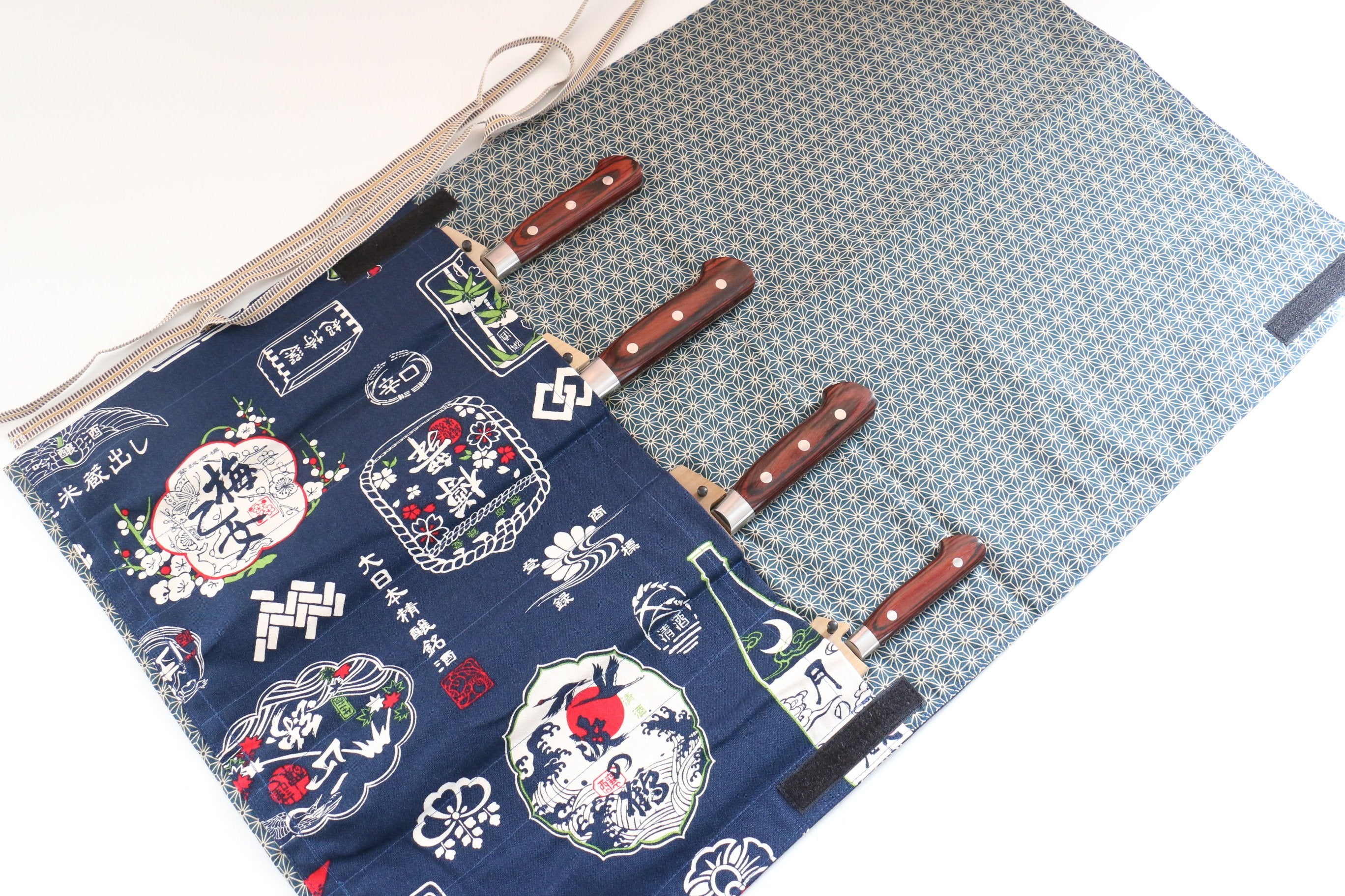 Japanese Style Knife Roll Konsake-Ura-Konkasuri 4 Pockets - Seisuke Knife