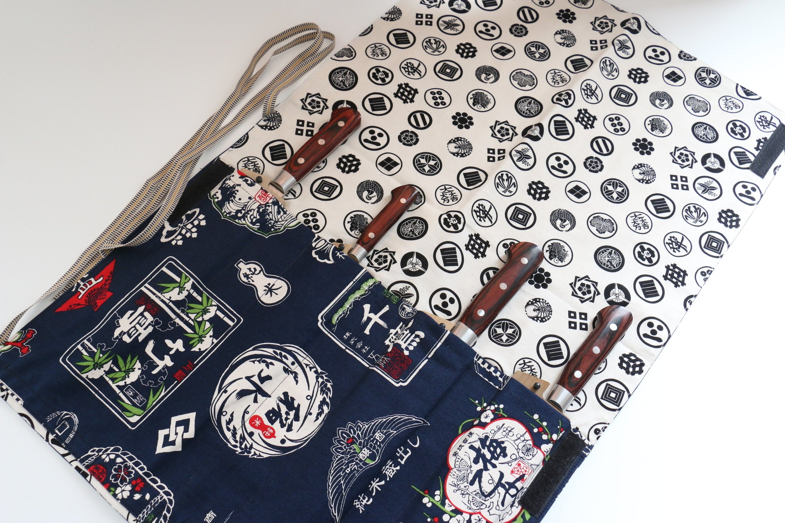 Japanese Style Knife Roll Konsake-Ura-Shirokamon 4 Pockets - Seisuke Knife