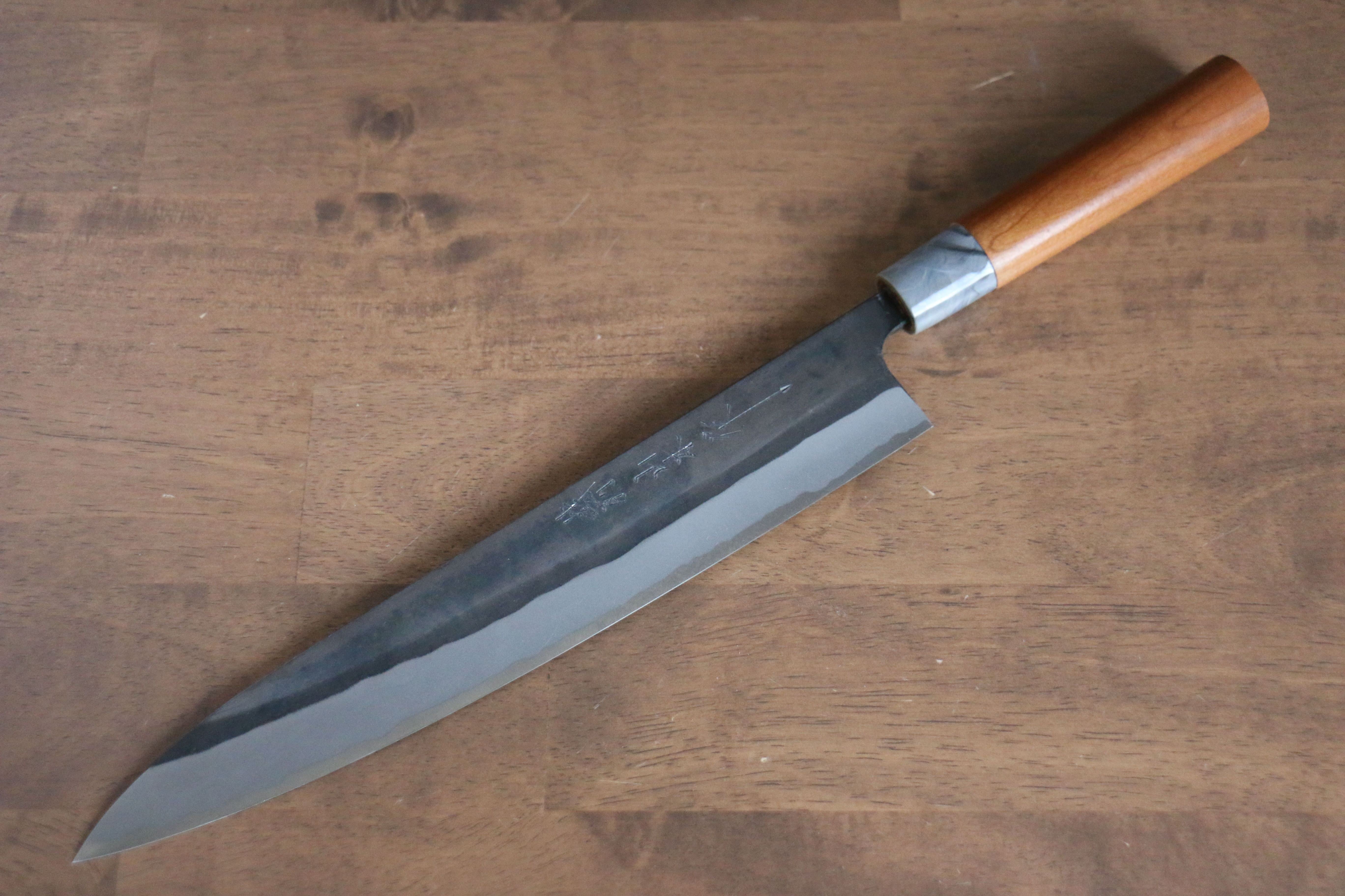 Nao Yamamoto White Steel No.2 Kurouchi Sujihiki 270mm Cherry Wood Handle - Seisuke Knife