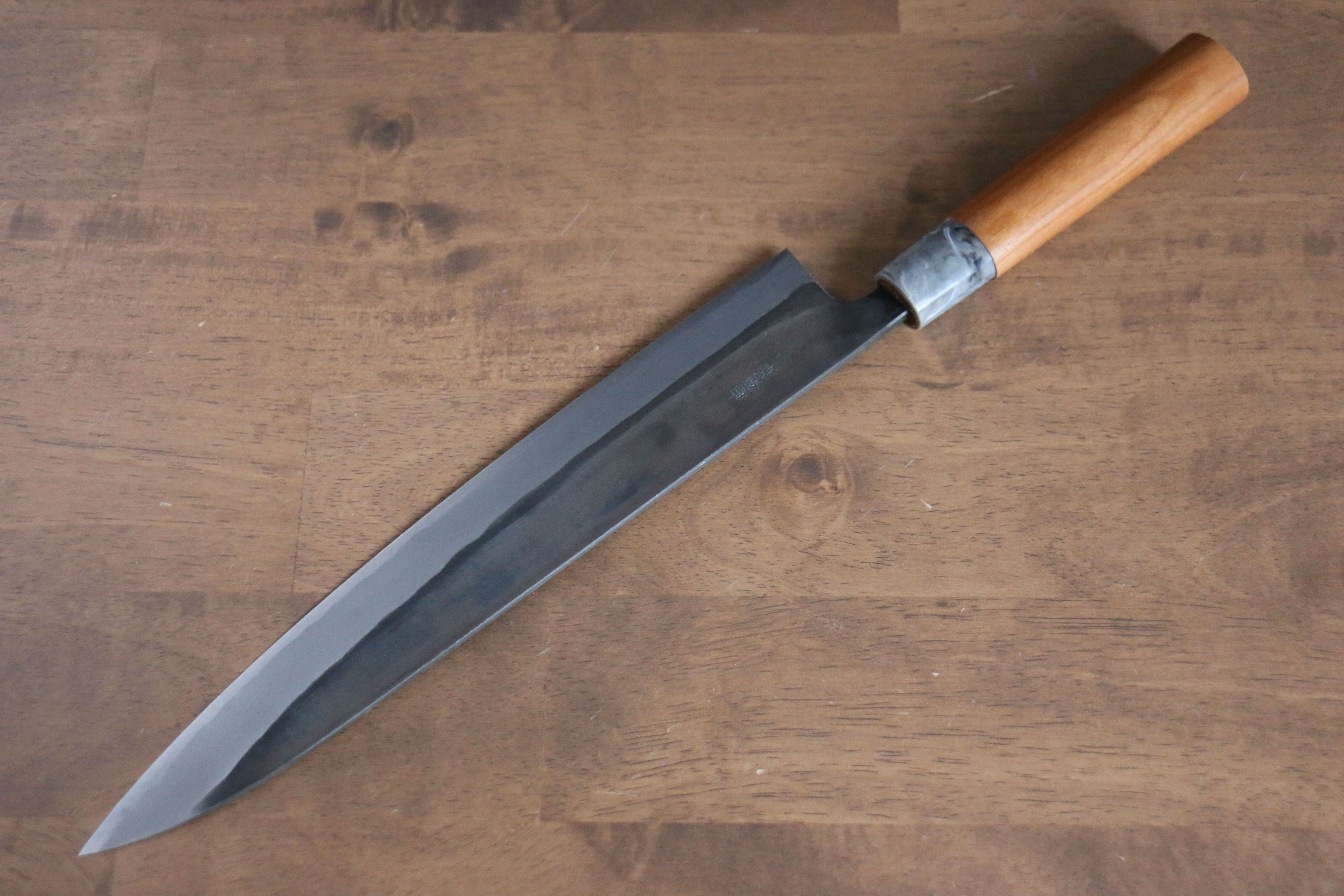 Nao Yamamoto White Steel No.2 Kurouchi Sujihiki 270mm Cherry Wood Handle - Seisuke Knife