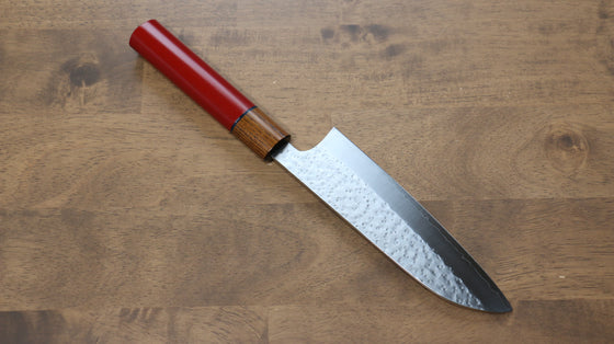 Makoto Kurosaki SG2 Hammered(Maru) Santoku 165mm Enju Lacquered(Red��� Handle - Seisuke Knife