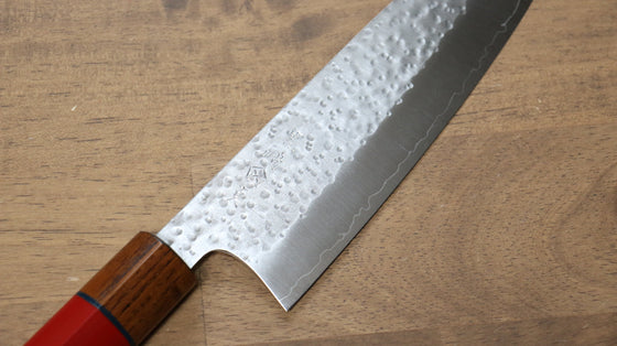 Makoto Kurosaki SG2 Hammered(Maru) Santoku 165mm Enju Lacquered(Red��� Handle - Seisuke Knife