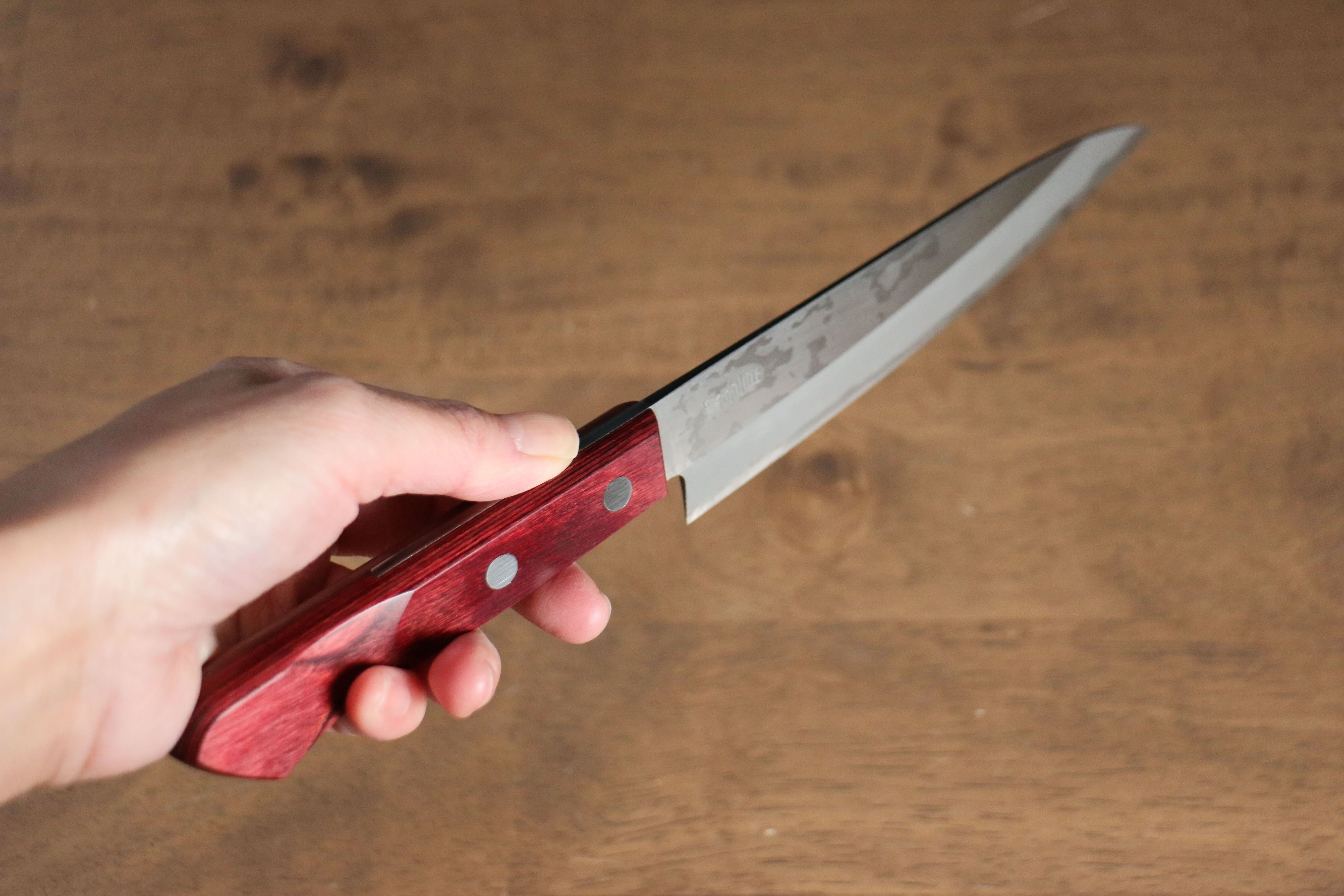 Nao Yamamoto White Steel No.2 Petty-Utility 150mm Red Pakkawood Handle - Seisuke Knife