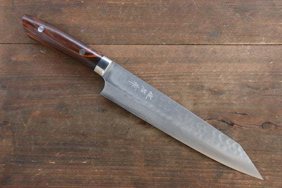 Takeshi Saji SRS13 Hammered Damascus Kiritsuke 210mm Ironwood Handle - Seisuke Knife