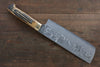 Takeshi Saji VG10 Black Damascus Nakiri  170mm Brown Deer Horn Handle - Seisuke Knife - Slide 2