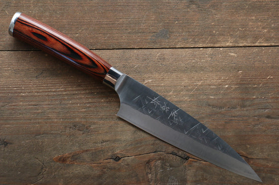 Takeshi Saji SRS13 Hammered Petty-Utility 130mm Red Pakka wood Handle - Seisuke Knife