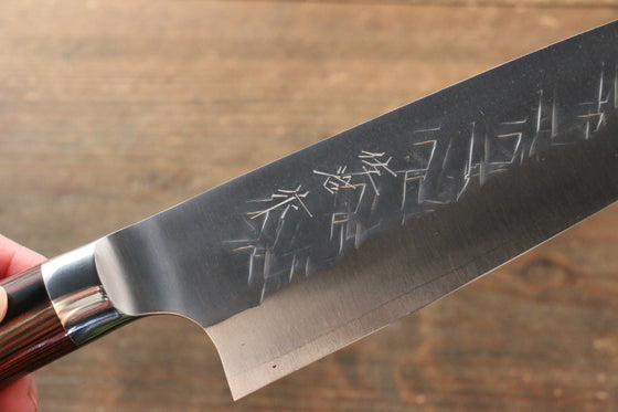 Takeshi Saji SRS13 Hammered Santoku 180mm Red Pakka wood Handle - Seisuke Knife