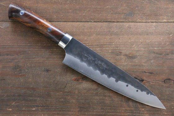 Takeshi Saji Blue Super Hammered Kurouchi Gyuto 180mm Ironwood Handle - Seisuke Knife