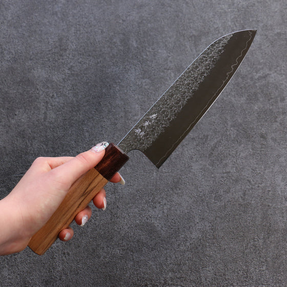 Yoshimi Kato Minamo SG2 Hammered Santoku 165mm Oak Handle - Seisuke Knife