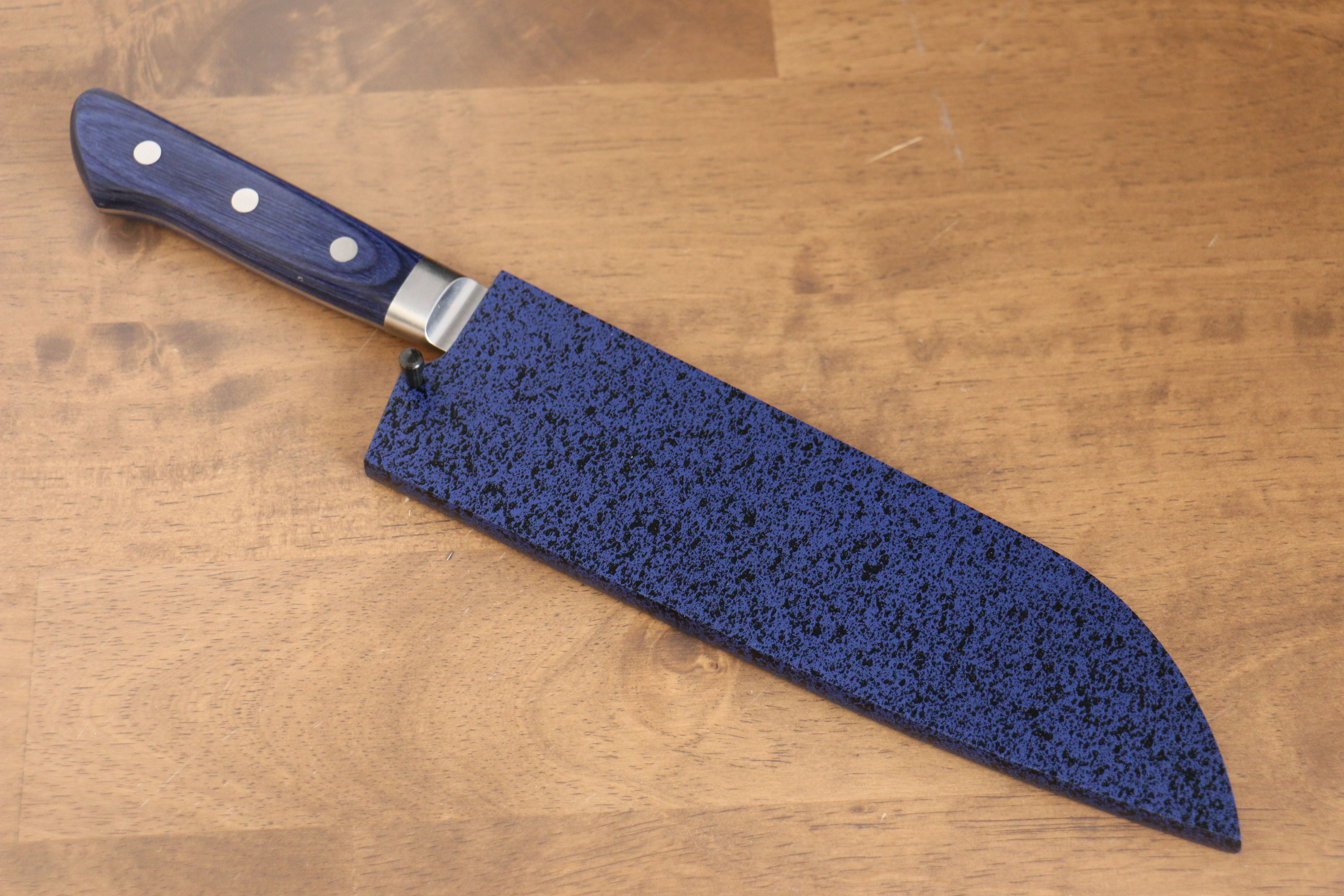 Kaneko Blue Pakkawood Sheath for Santoku with Plywood Pin 180mm - Seisuke Knife