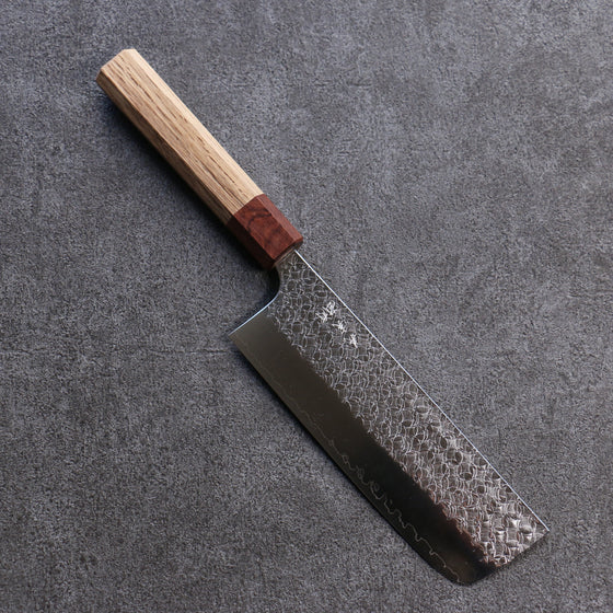 Yoshimi Kato Minamo SG2 Hammered Nakiri 165mm Oak Handle - Seisuke Knife