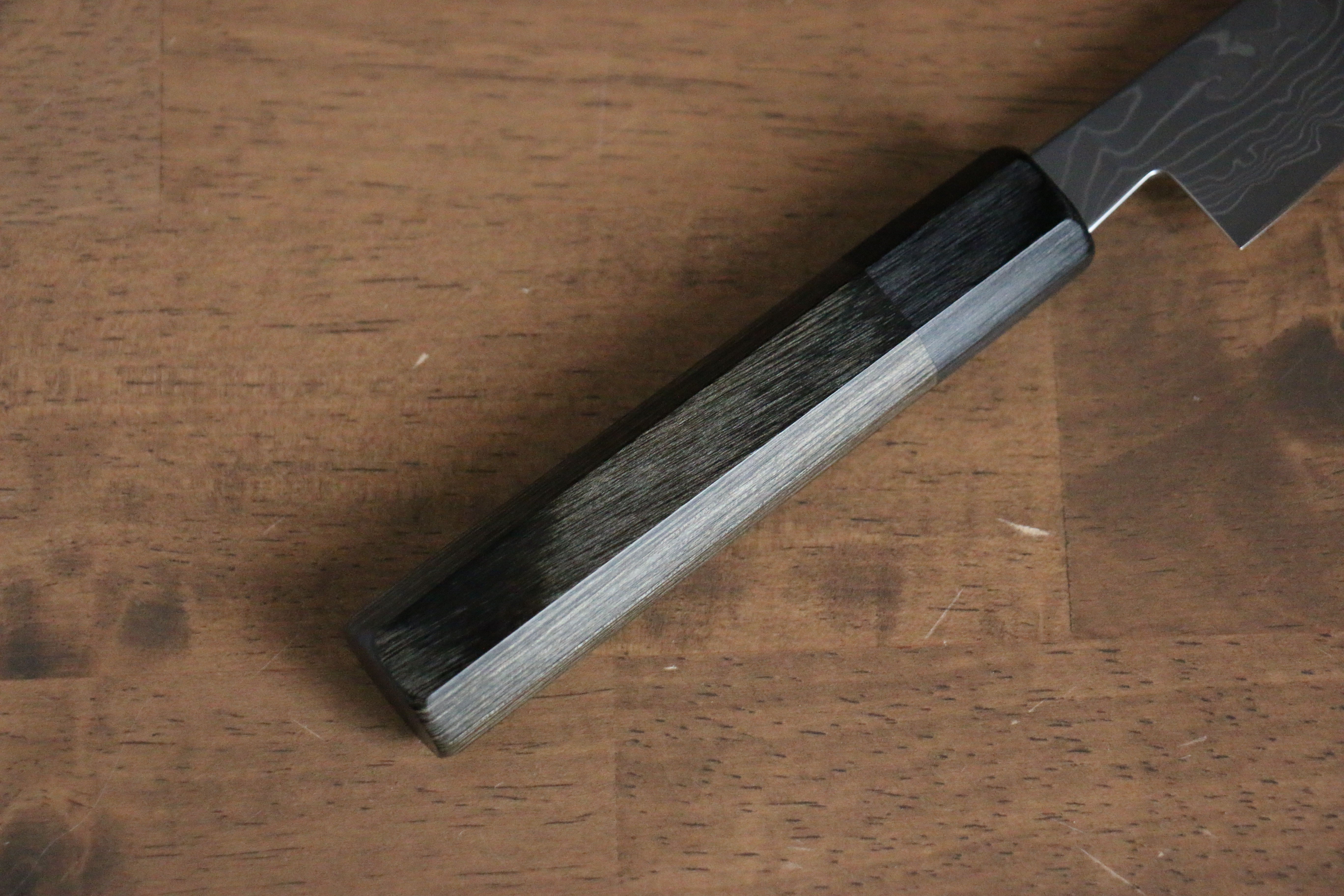 Kajin Cobalt Special Steel Damascus Petty-Utility 135mm with Gray Wood Handle - Seisuke Knife
