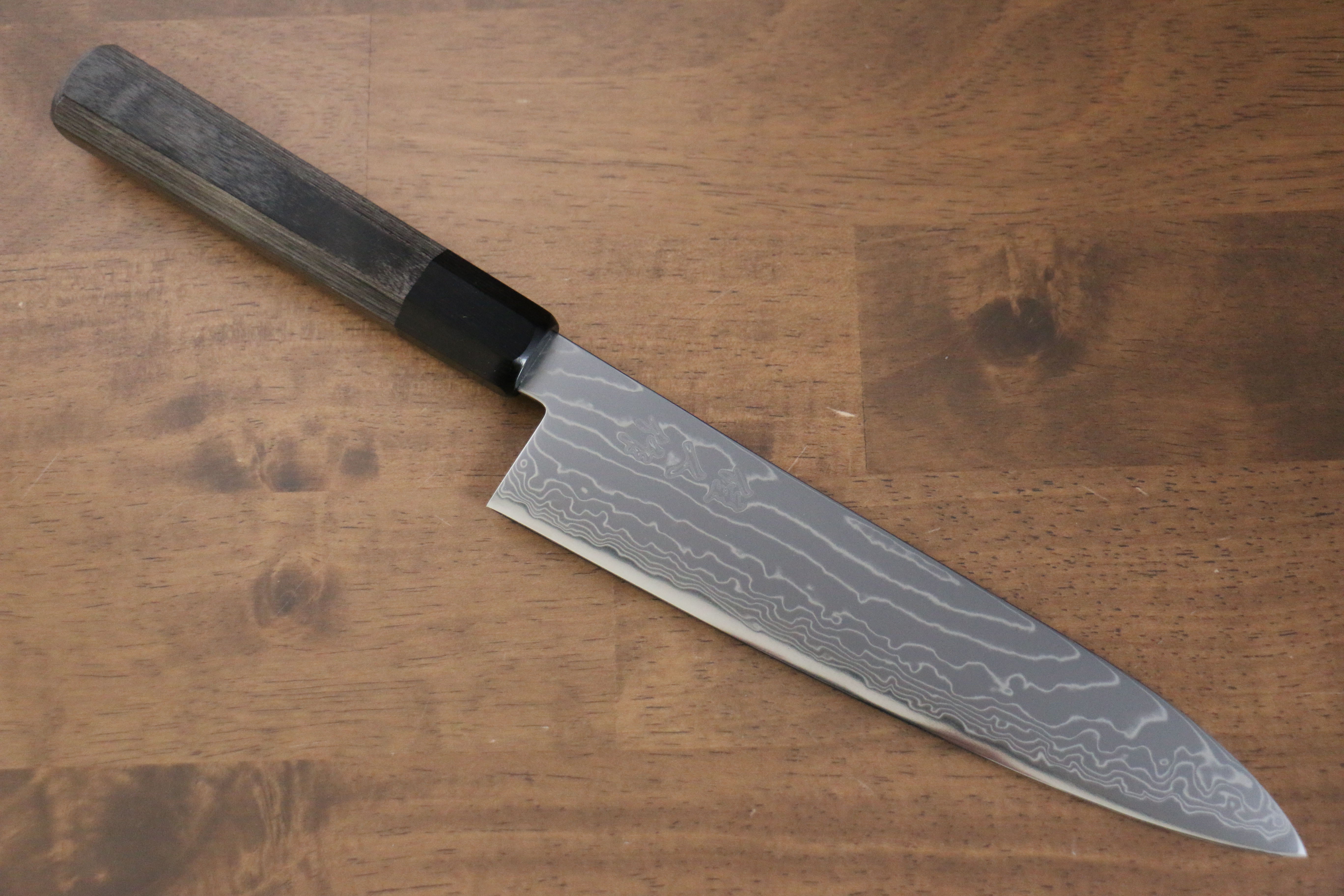 Kajin Cobalt Special Steel Damascus Gyuto 210mm with Gray Wood Handle - Seisuke Knife