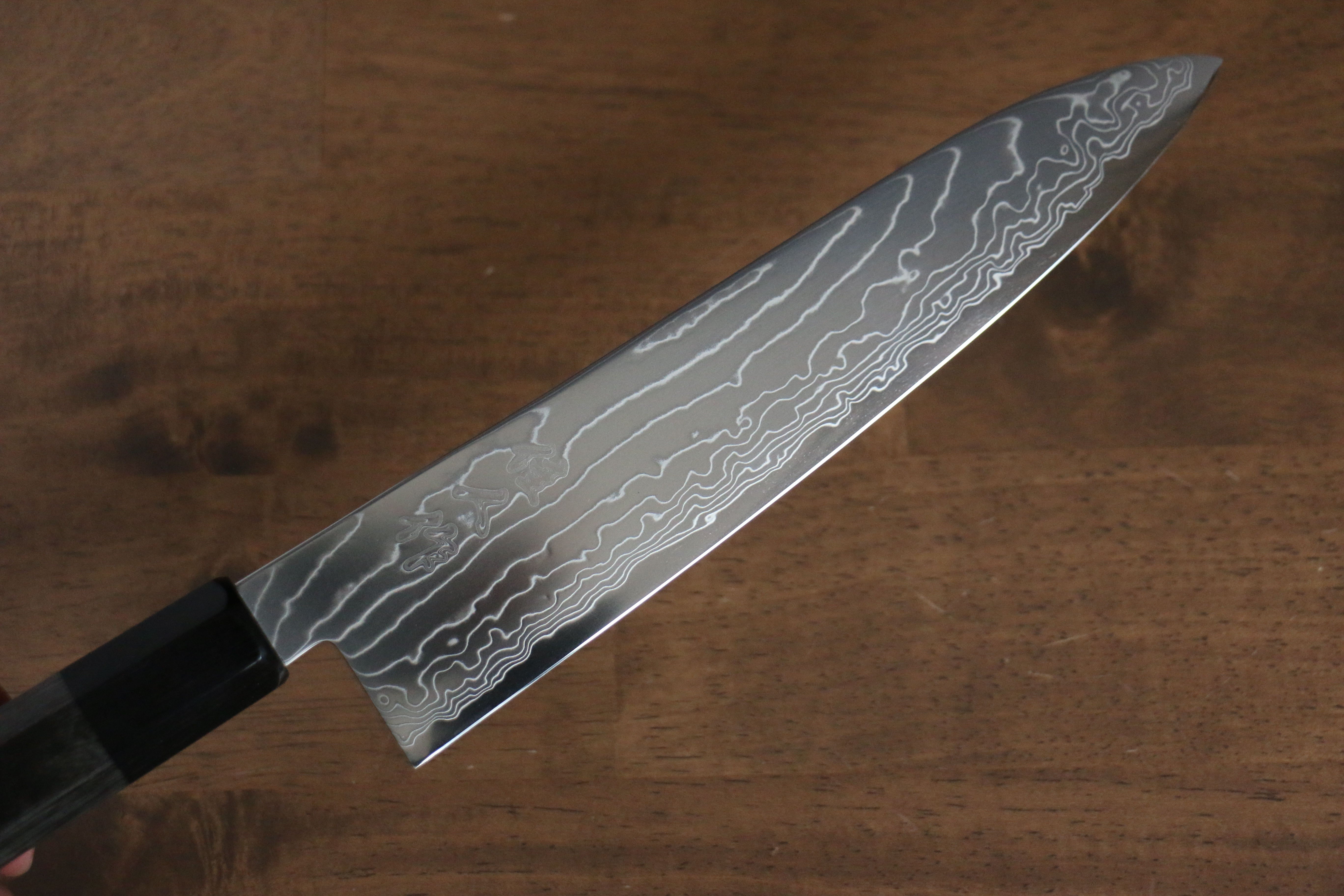 Kajin Cobalt Special Steel Damascus Gyuto 210mm with Gray Wood Handle - Seisuke Knife