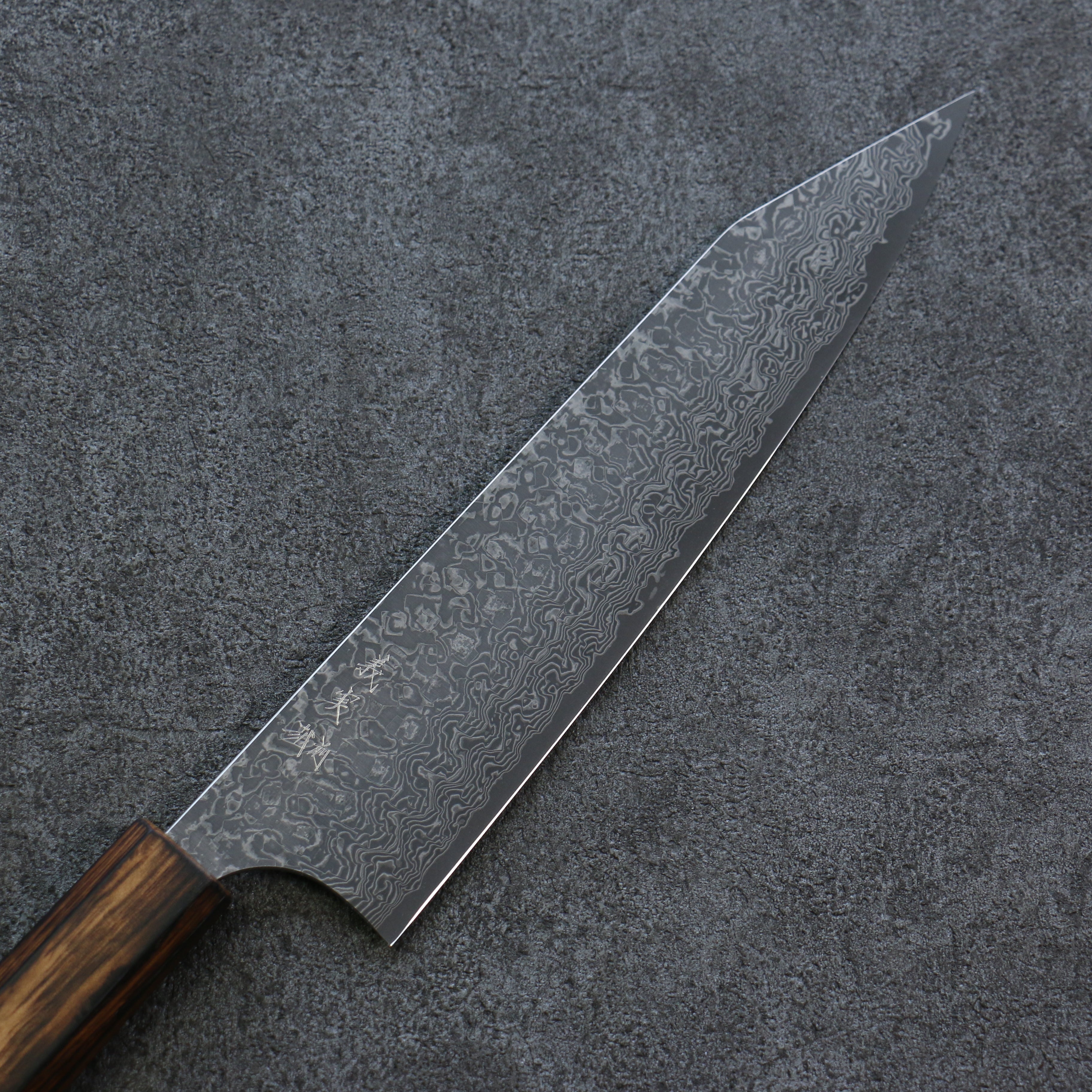Yoshimi Kato SG2 Damascus Kiritsuke Gyuto 210mm Burnt Oak Handle - Seisuke Knife