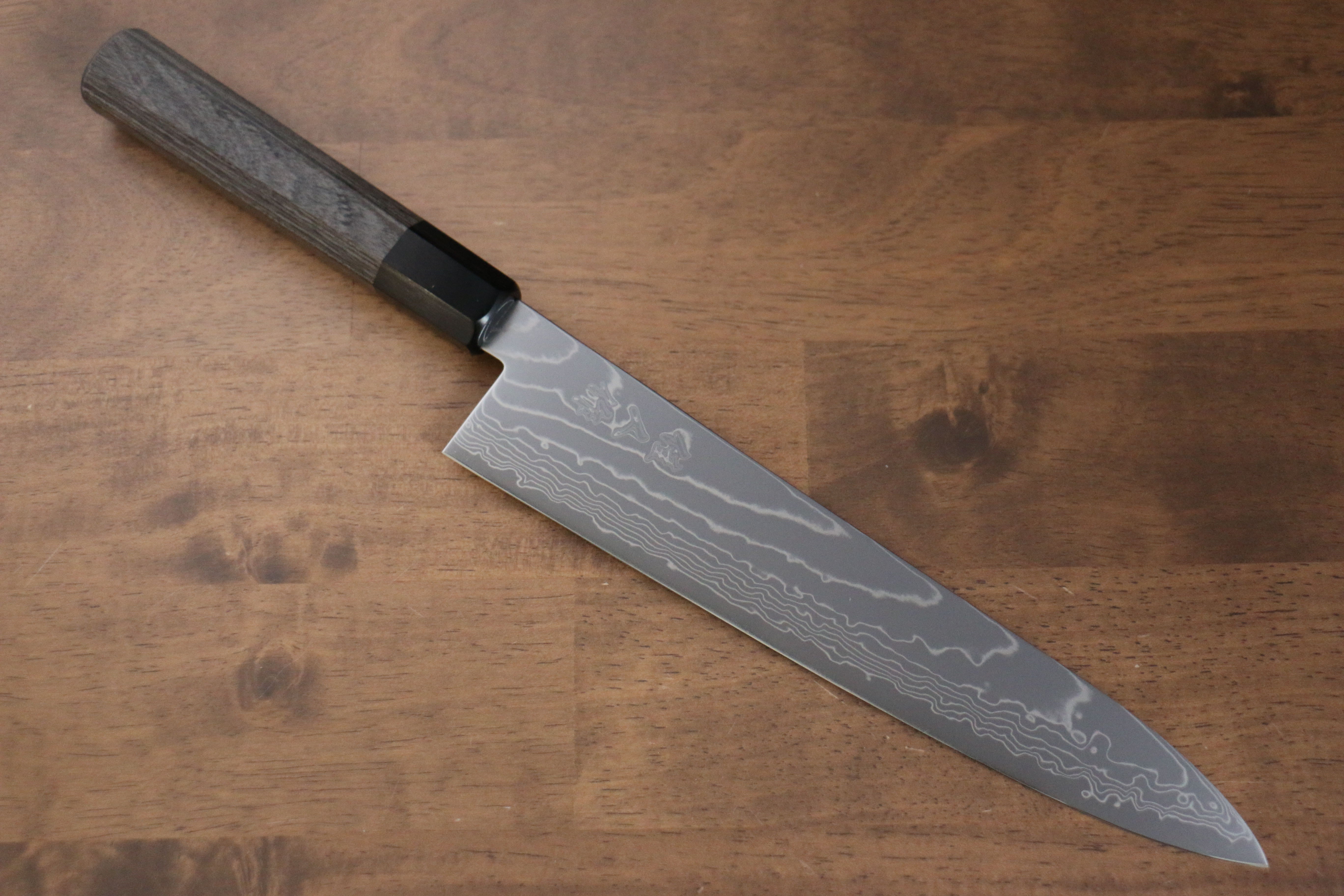 Kajin Cobalt Special Steel Damascus Gyuto 240mm Gray Pakka wood Handle - Seisuke Knife